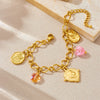 Wholesale Women's Stainless Steel Flower Patterned Pendant Bracelet With Electroplating Fashion Design