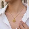 Wholesale Women's Stainless Steel Flower Pendant Necklace With Pvd Furnace Vacuum Real Gold Plating And Oshaped Chain