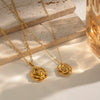 Wholesale Women's Stainless Steel Flower Pendant Necklace With Pvd Furnace Vacuum Real Gold Plating And Oshaped Chain