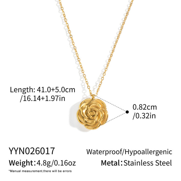 Wholesale Women's Stainless Steel Flower Pendant Necklace With Pvd Furnace Vacuum Real Gold Plating And Oshaped Chain
