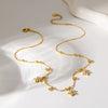 Wholesale Women's Stainless Steel Flower Pendant Snake Bone Chain Necklace With Pvd Furnace Vacuum Real Gold Plating