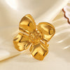 Wholesale Women's Stainless Steel Flower Ring 18K Goldplated
