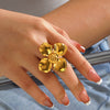 Wholesale Women's Stainless Steel Flower Ring 18K Goldplated
