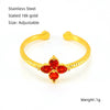 Wholesale Women's 316L Stainless Steel Flower Ring With Inlaid Zircon And Electroplating Treatment