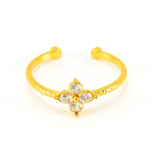Wholesale Women's 316L Stainless Steel Flower Ring With Inlaid Zircon And Electroplating Treatment