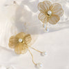 Wholesale Women's Stainless Steel Flower Tassel Pearl Earrings With Electroplating
