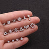 Wholesale Women's Stainless Steel Flower Zircon Inlaid Earrings