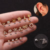 Wholesale Women's Stainless Steel Flower Zircon Inlaid Earrings