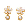 Wholesale Women's 316L Stainless Steel Flower Zircon Stud Earrings With 18K Real Gold Electroplated Light Luxury Niche Style