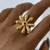 Wholesale Women's Stainless Steel Flowershaped Open Ring 18K Gold Vacuum Plated Minimalist Style Hand Accessory