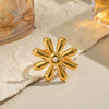 Wholesale Women's Stainless Steel Flowershaped Open Ring 18K Gold Vacuum Plated Minimalist Style Hand Accessory