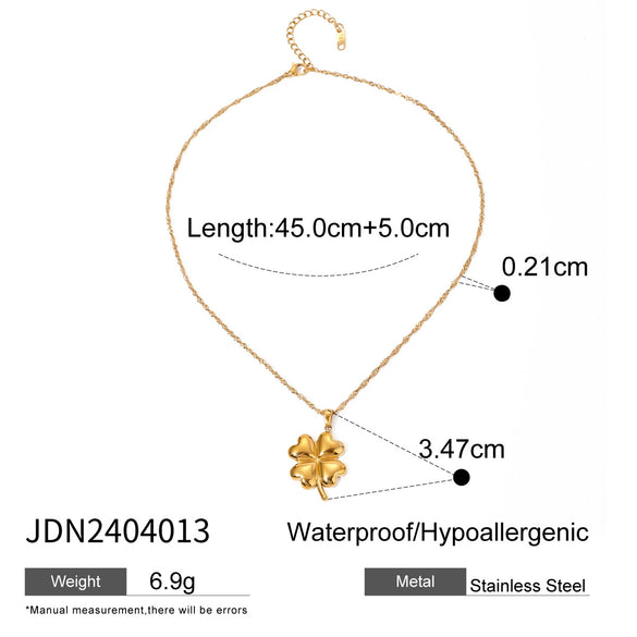 Wholesale Women's Stainless Steel Fourleaf Clover Pendant Necklace With Electroplating Design And Ochain