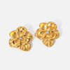 Wholesale Women's Stainless Steel French Retro Geometric Flower Electroplated Earrings