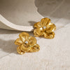 Wholesale Women's Stainless Steel French Retro Geometric Flower Electroplated Earrings