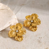 Wholesale Women's Stainless Steel French Retro Geometric Flower Electroplated Earrings
