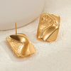 Wholesale Women's Stainless Steel French Retro Geometric Square Line Design 18K Gold Plated Earrings