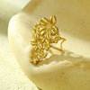Wholesale Women's Stainless Steel French Retro Hollow Gold Flower Ring With Electroplating Treatment Light Luxury Style