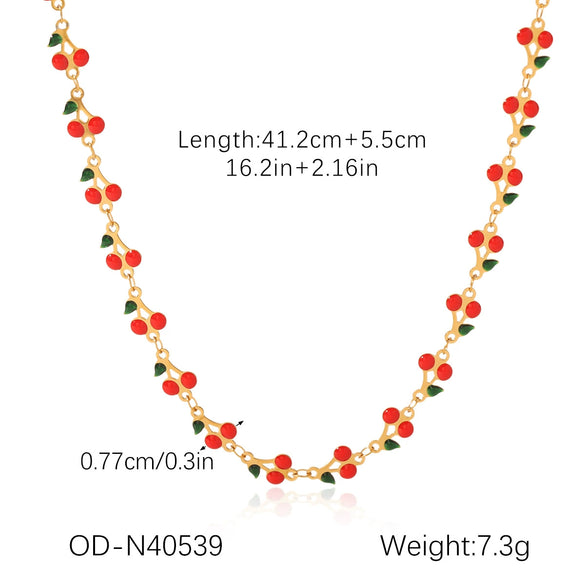 Wholesale Women's Stainless Steel Fruit Pendant Necklace With Pvd Vacuum Plating And Dripping Oil Craft