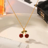 Wholesale Women's Stainless Steel Fruit Pendant Necklace With Pvd Vacuum Plating And Dripping Oil Craft