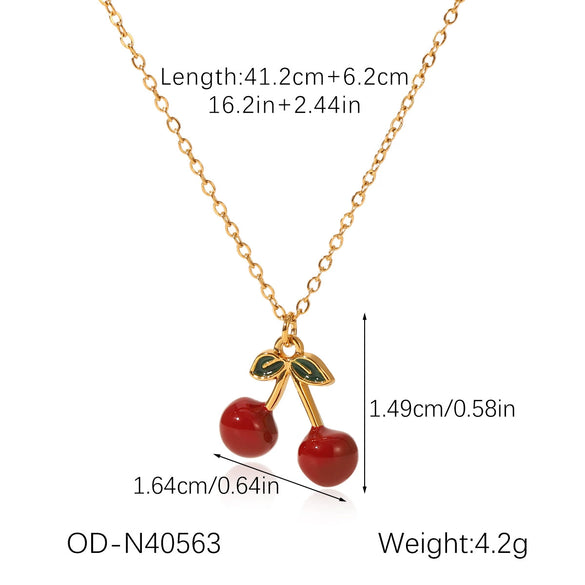 Wholesale Women's Stainless Steel Fruit Pendant Necklace With Pvd Vacuum Plating And Dripping Oil Craft