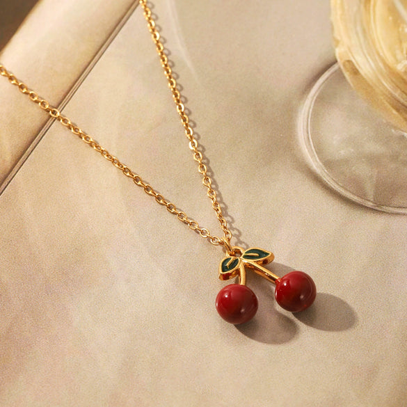 Wholesale Women's Stainless Steel Fruit Pendant Necklace With Pvd Vacuum Plating And Dripping Oil Craft