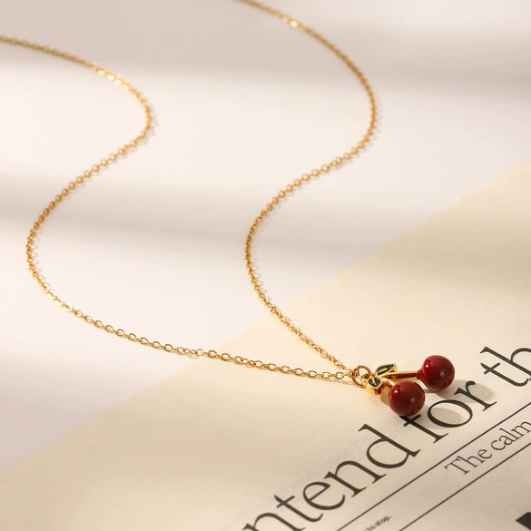 Wholesale Women's Stainless Steel Fruit Pendant Necklace With Pvd Vacuum Plating And Dripping Oil Craft