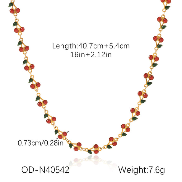 Wholesale Women's Stainless Steel Fruit Pendant Necklace With Pvd Vacuum Plating And Dripping Oil Craft
