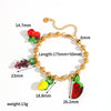 Wholesale Women's Stainless Steel Fruit Shaped Beaded Clavicle Chain Jewelry Set With Resin Pendant Electroplated