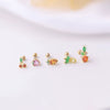 Wholesale Women's Stainless Steel Fruit Shaped Creative Colorful Zircon Stud Earrings With Electroplating Treatment