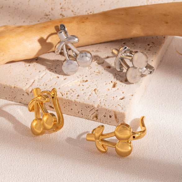 Wholesale Women's Stainless Steel Fruit Shaped Earrings With Pvd Furnace Vacuum Real Gold Plating Fresh Fashion And Simple Exquisite Design