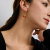 Wholesale Women's Stainless Steel Fruit Shaped Necklace Bracelet And Cherry Earrings With Electroplating
