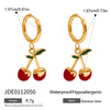 Wholesale Women's Stainless Steel Fruit Shaped Necklace Bracelet And Cherry Earrings With Electroplating