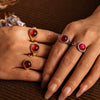 Wholesale Women's Stainless Steel Garnet Open End Ring With Geometric Design Pvd Gold Plated For Light Luxury Jewelry