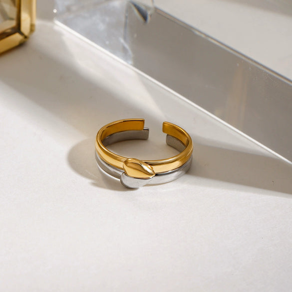 Wholesale Women's Stainless Steel Geometric Adjustable Opening Ring With Gold And Silver Color Matching And Electroplating Design