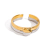 Wholesale Women's Stainless Steel Geometric Adjustable Opening Ring With Gold And Silver Color Matching And Electroplating Design
