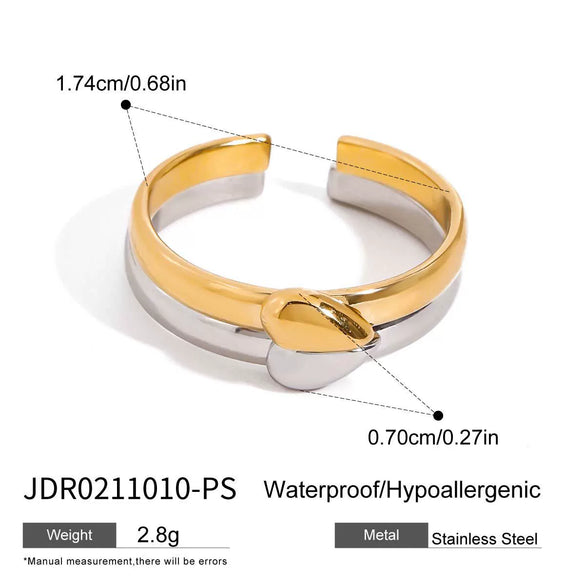 Wholesale Women's Stainless Steel Geometric Adjustable Opening Ring With Gold And Silver Color Matching And Electroplating Design