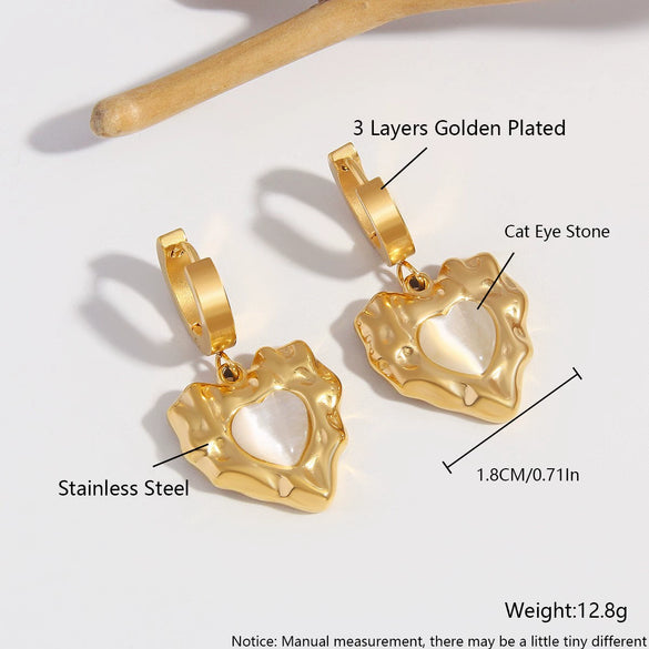 Wholesale Women's Stainless Steel Geometric And Heart Shape Electroplated Earrings