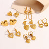 Wholesale Women's Stainless Steel Geometric And Heart Shape Electroplated Earrings