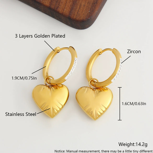 Wholesale Women's Stainless Steel Geometric And Heart Shape Electroplated Earrings