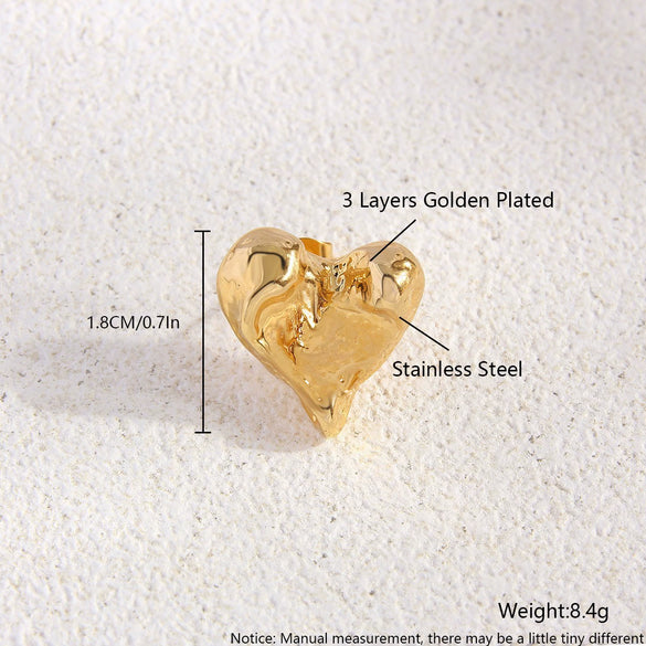 Wholesale Women's Stainless Steel Geometric And Heart Shape Electroplated Earrings