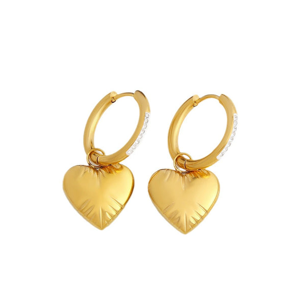 Wholesale Women's Stainless Steel Geometric And Heart Shape Electroplated Earrings