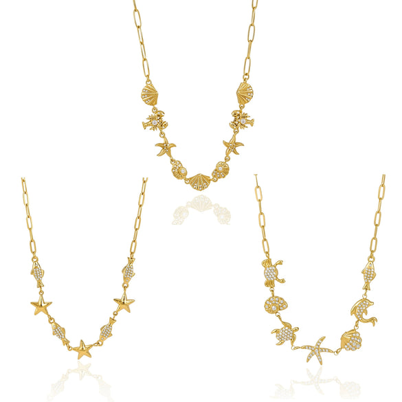 Wholesale Women's Stainless Steel Geometric Animal Style Necklace With Pvd Furnace Vacuum Real Gold Plating