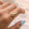 Wholesale Women's Stainless Steel Geometric Animal Style Pvd Furnace Vacuum Real Gold Plated Ring Accessories