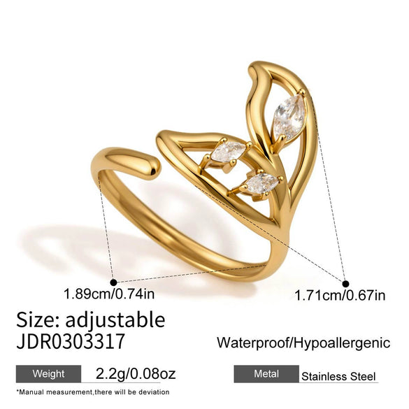 Wholesale Women's Stainless Steel Geometric Animal Style Pvd Furnace Vacuum Real Gold Plated Ring Accessories