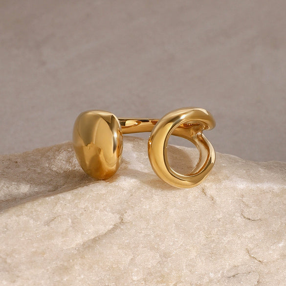 Wholesale Women's Stainless Steel Geometric Asymmetric Opening Ring Jewelry With Electroplating