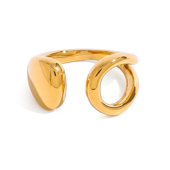 Wholesale Women's Stainless Steel Geometric Asymmetric Opening Ring Jewelry With Electroplating