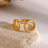 Wholesale Women's Stainless Steel Geometric Asymmetric Opening Ring Jewelry With Electroplating
