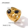 Wholesale Women's Stainless Steel Geometric Asymmetric Zircon Inlaid Ring 18K Gold Electroplated Nonfading Jewelry