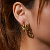 Wholesale Women's Stainless Steel Geometric Asymmetrical Ring And Earrings 14K Gold Plated