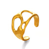 Wholesale Women's Stainless Steel Geometric Asymmetrical Specialshaped Open Ring 18K Goldplated